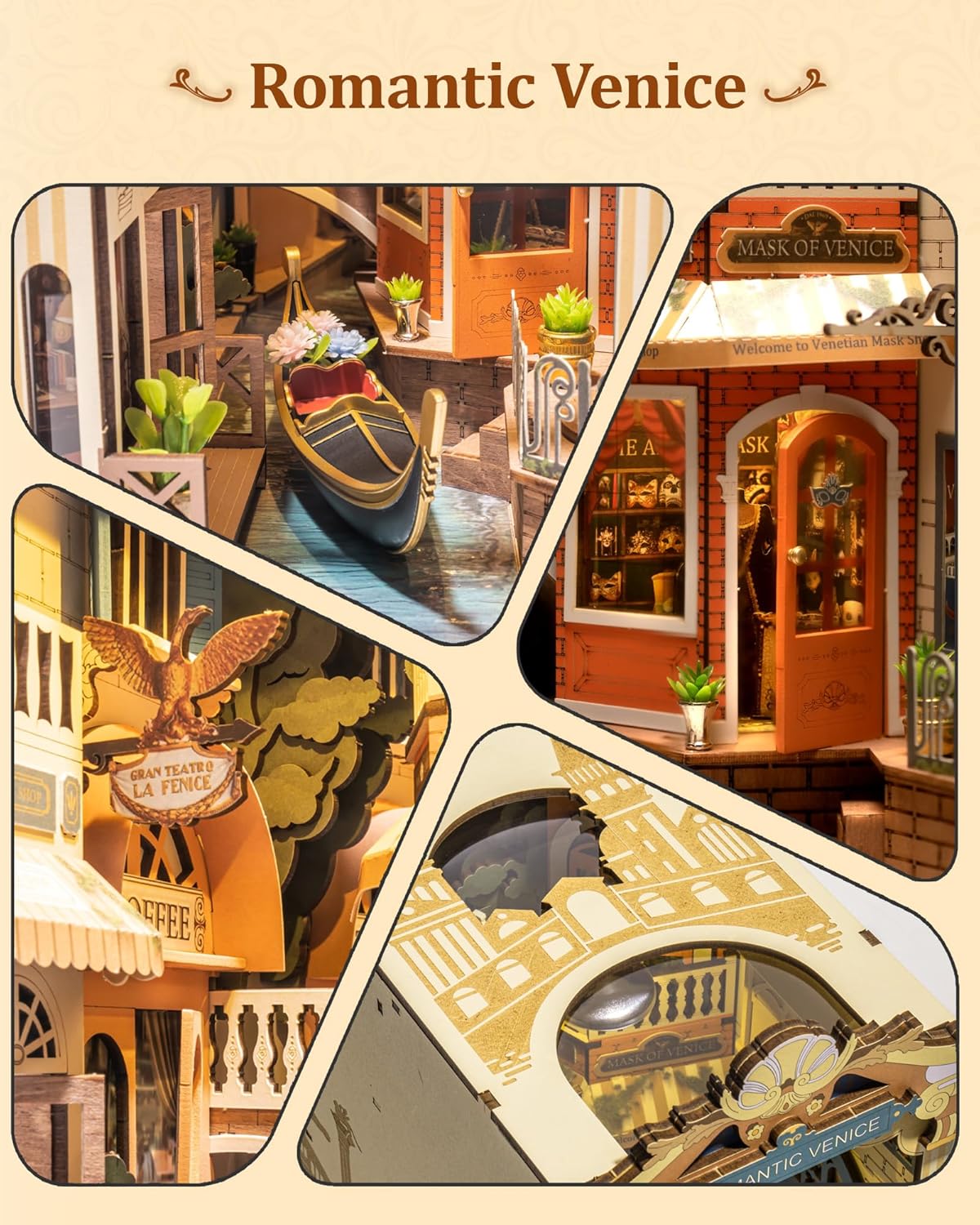 ROBOTIME Romantic Venice Book Nook Kit