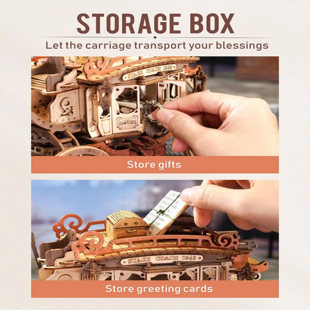 ROKR Stagecoach Wind-Up 3D Wooden Puzzle