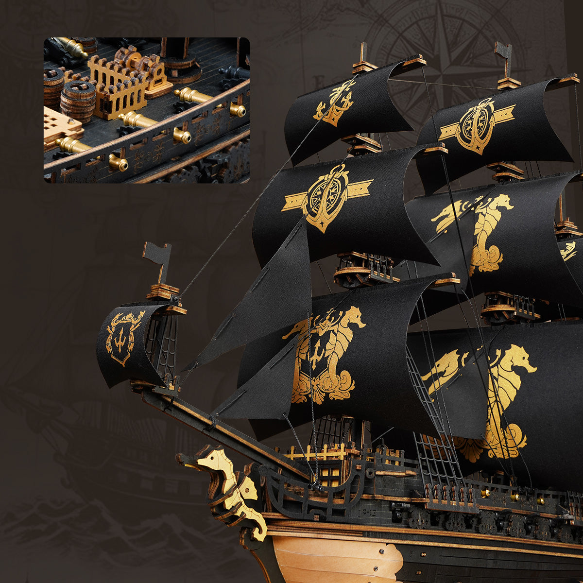 Majestic Seahorse Barque Wooden Model Ship