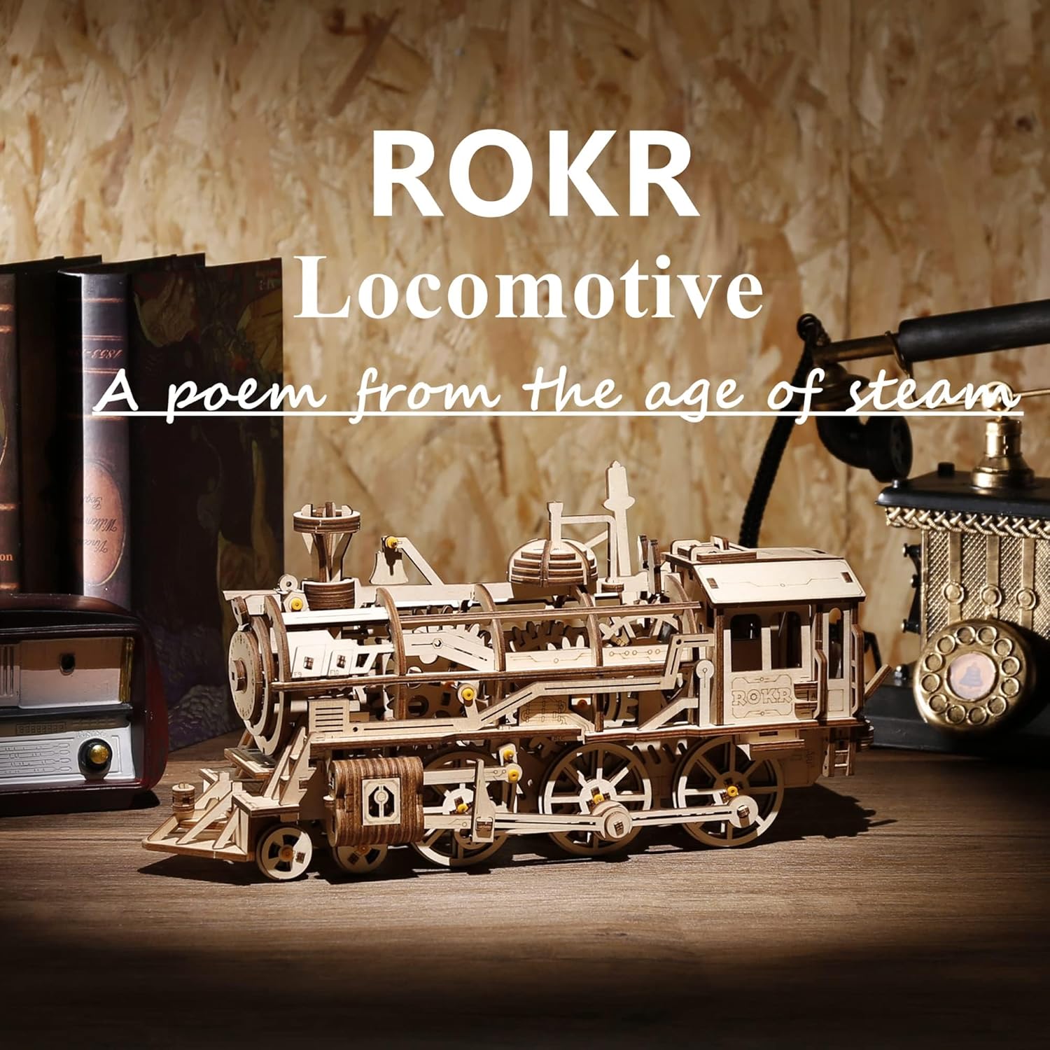 Robotime Clockwork Wooden Locomotive Kit