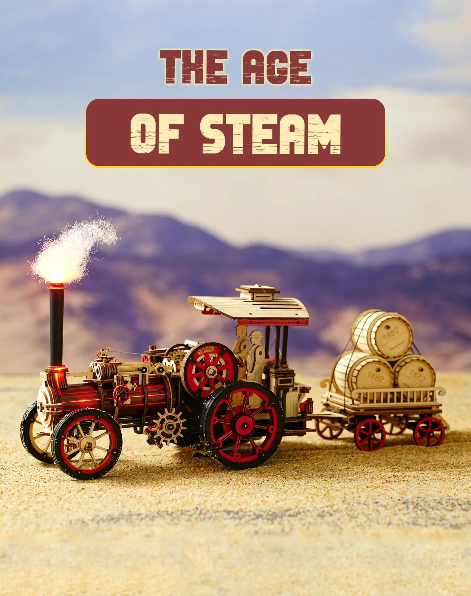 ROKR 3D Wooden Steam Engine Puzzle
